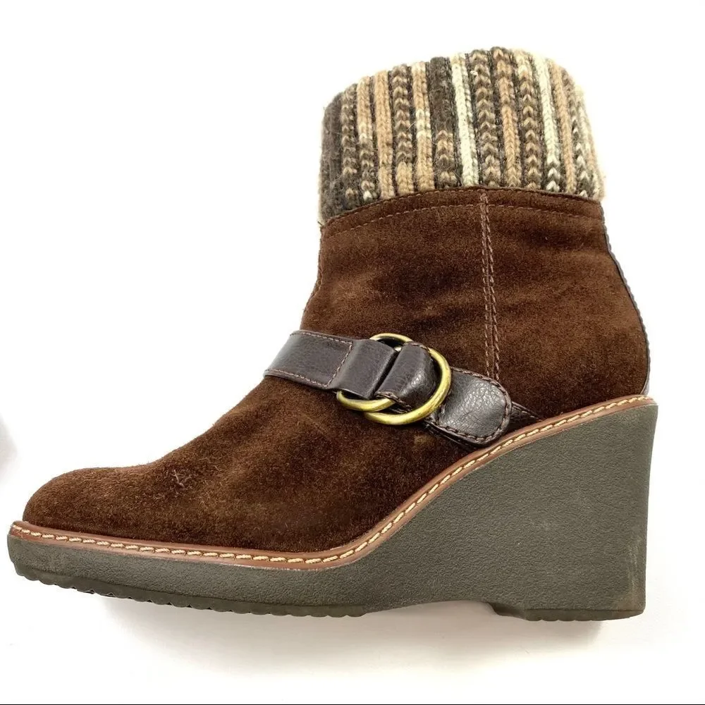 Naturalizer Kenning wedge bootie suede & knit 7.5